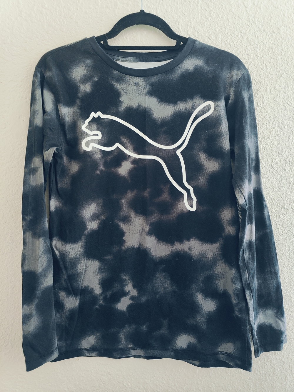 PUMA Kids' Black Tie-Dye Long Sleeve Tee